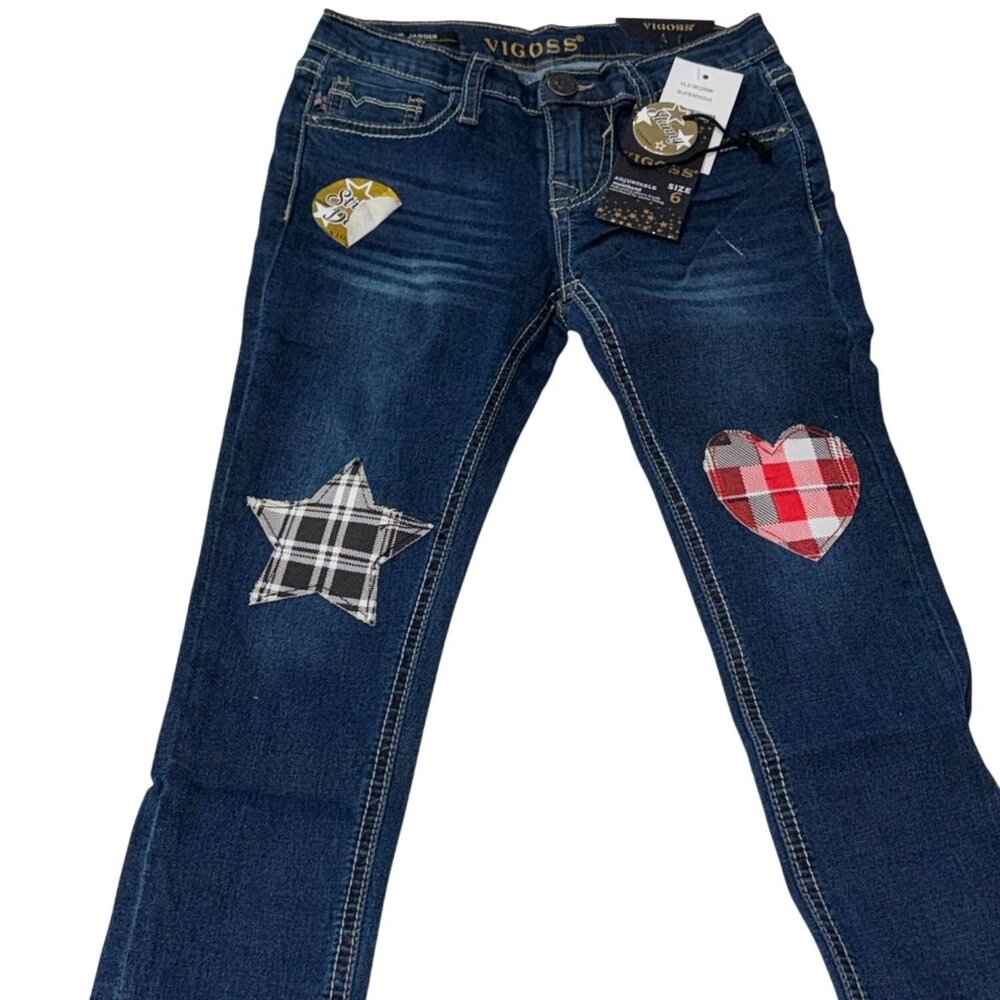 Vigoss Girls The Jagger Skinny Jeans Size 6 Denim Patchwork Design